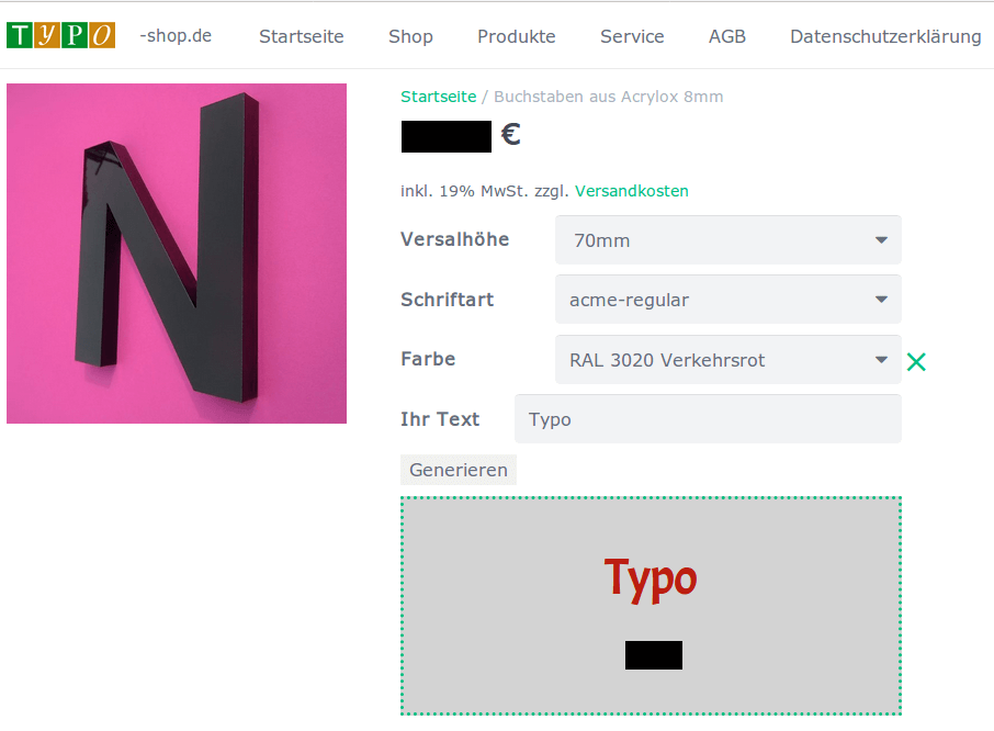 Desktop Image of the Project Typo Shop